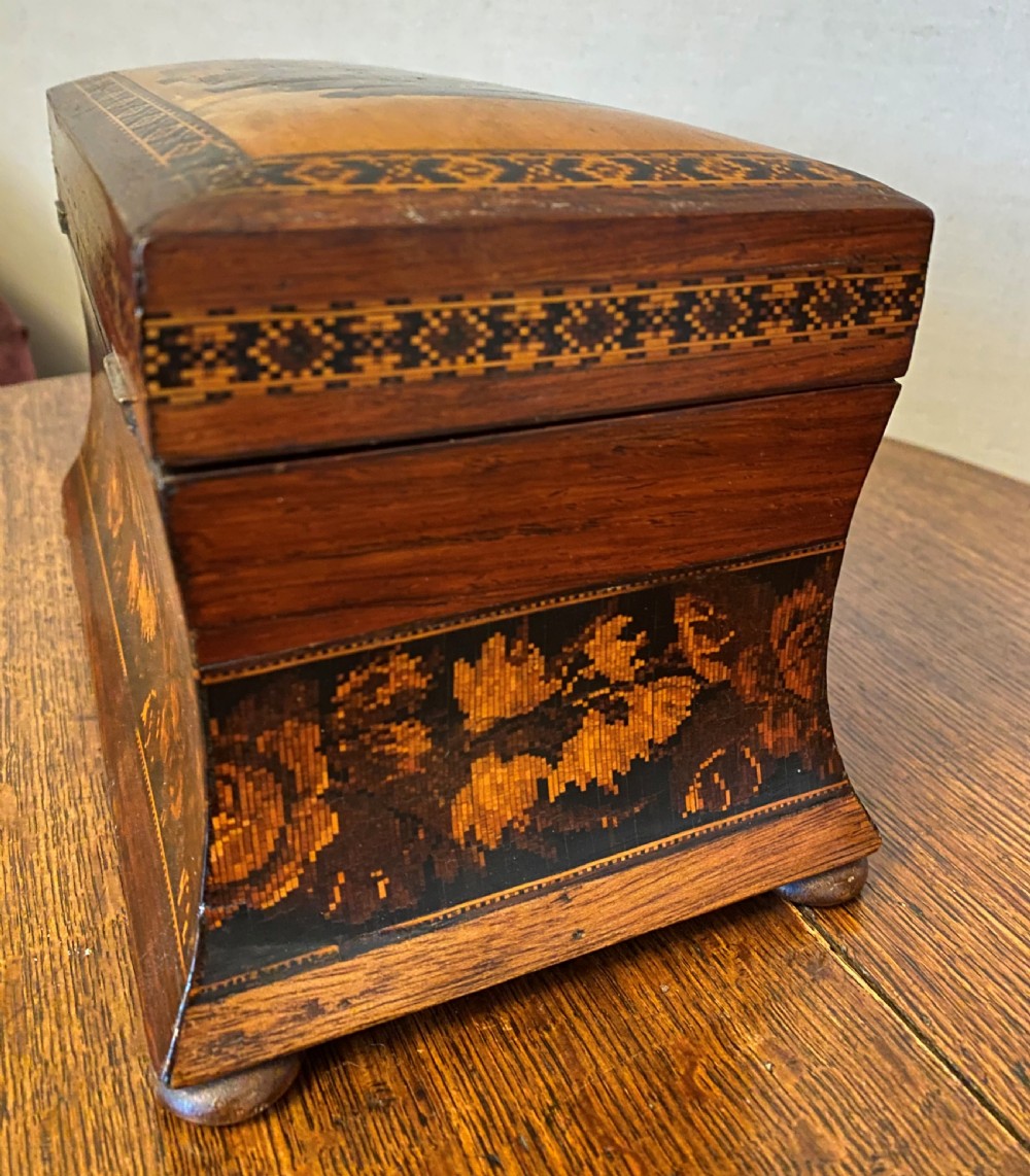Fine Tunbridge Ware Tea Caddy View IX