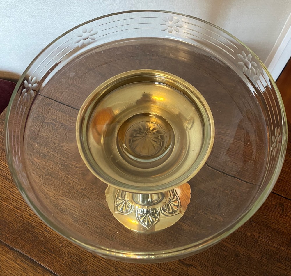 Jugendstil Brass & Cut Glass Tazza by C Kurz & Co.  View IV