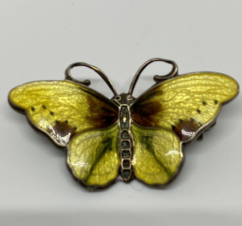 Pair Norwegian Silver & Enamel Butterfly Brooches by Hroar Prydz View IV