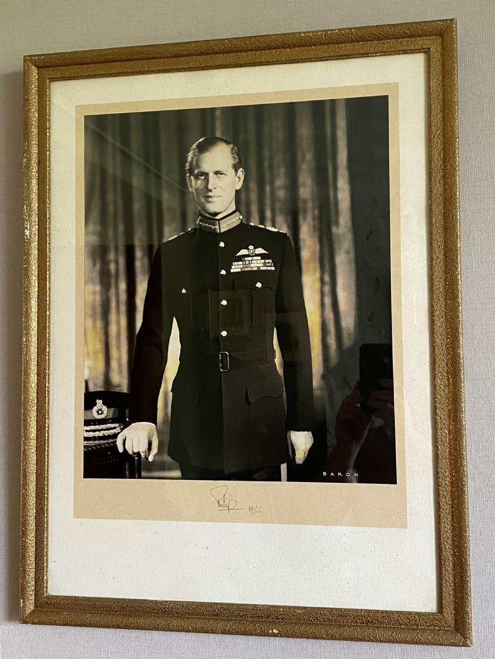Rare Signed Framed Photograph Of HRH Prince Phillip By Baron 1955