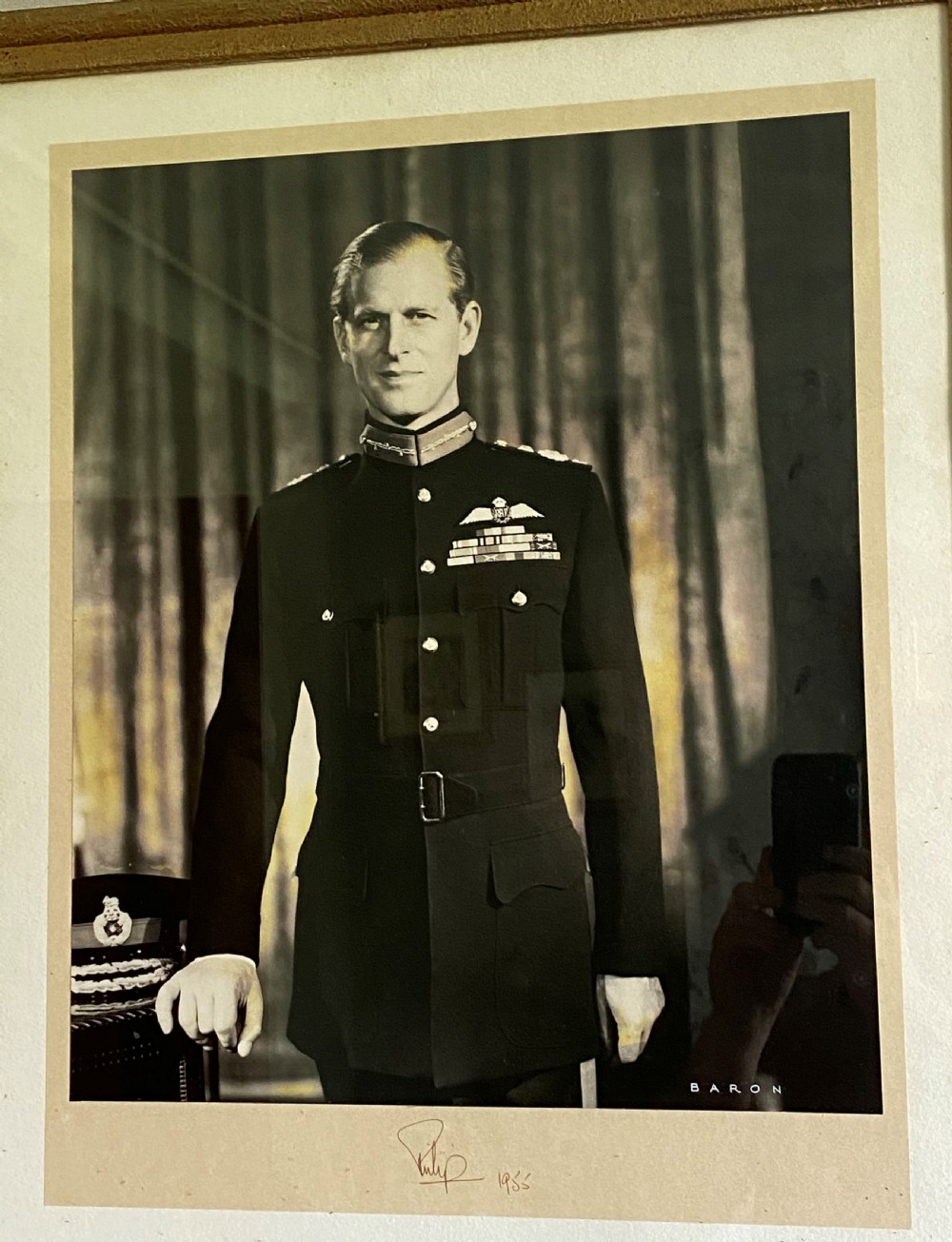 Rare Signed Framed Photograph Of HRH Prince Phillip By Baron 1955 View II