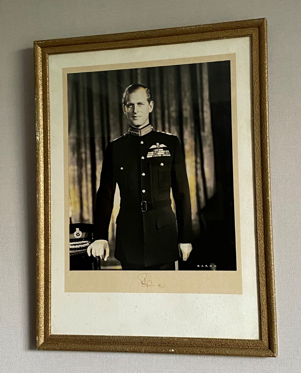 Rare Signed Framed Photograph Of HRH Prince Phillip By Baron 1955 View VI