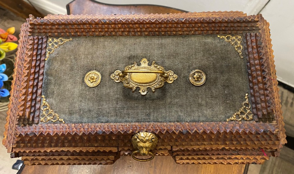 Tramp Art Casket With Gilt Decoration View II