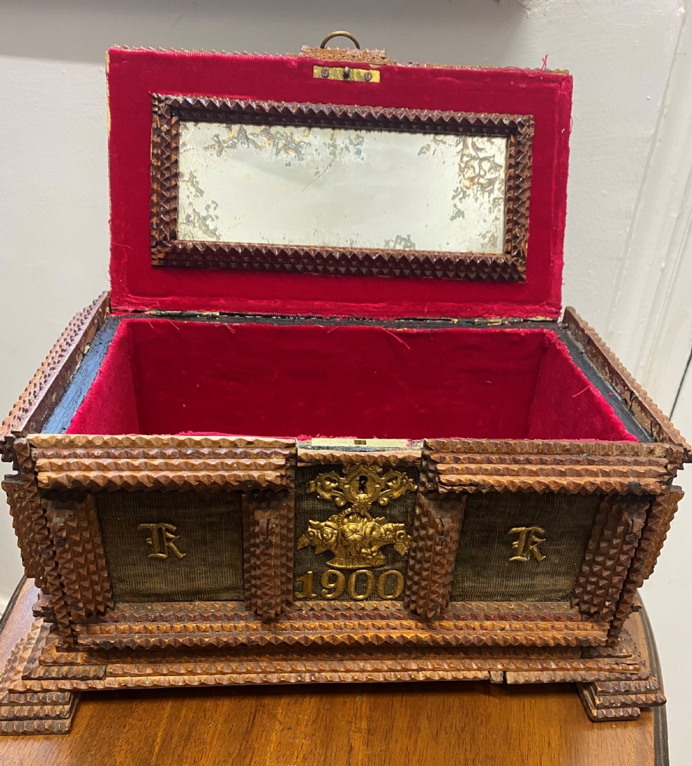 Tramp Art Casket With Gilt Decoration View III