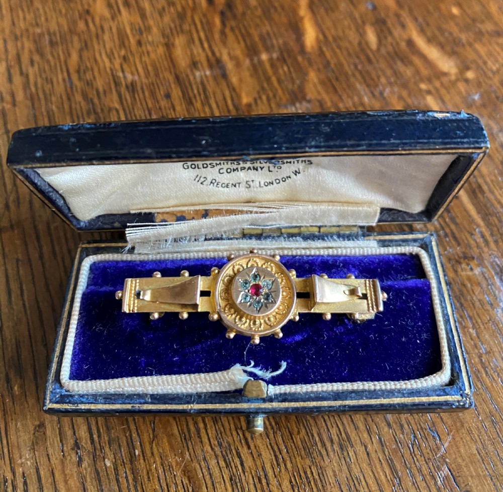 Antique 9ct Gold Mourning Brooch With Precious Stones & Hair  View II