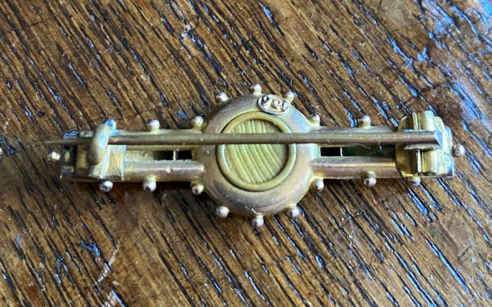 Antique 9ct Gold Mourning Brooch With Precious Stones & Hair  View IV