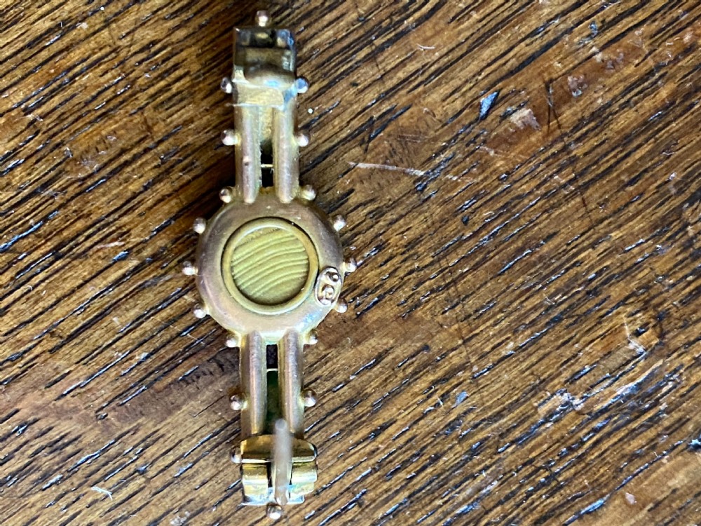 Antique 9ct Gold Mourning Brooch With Precious Stones & Hair  View V