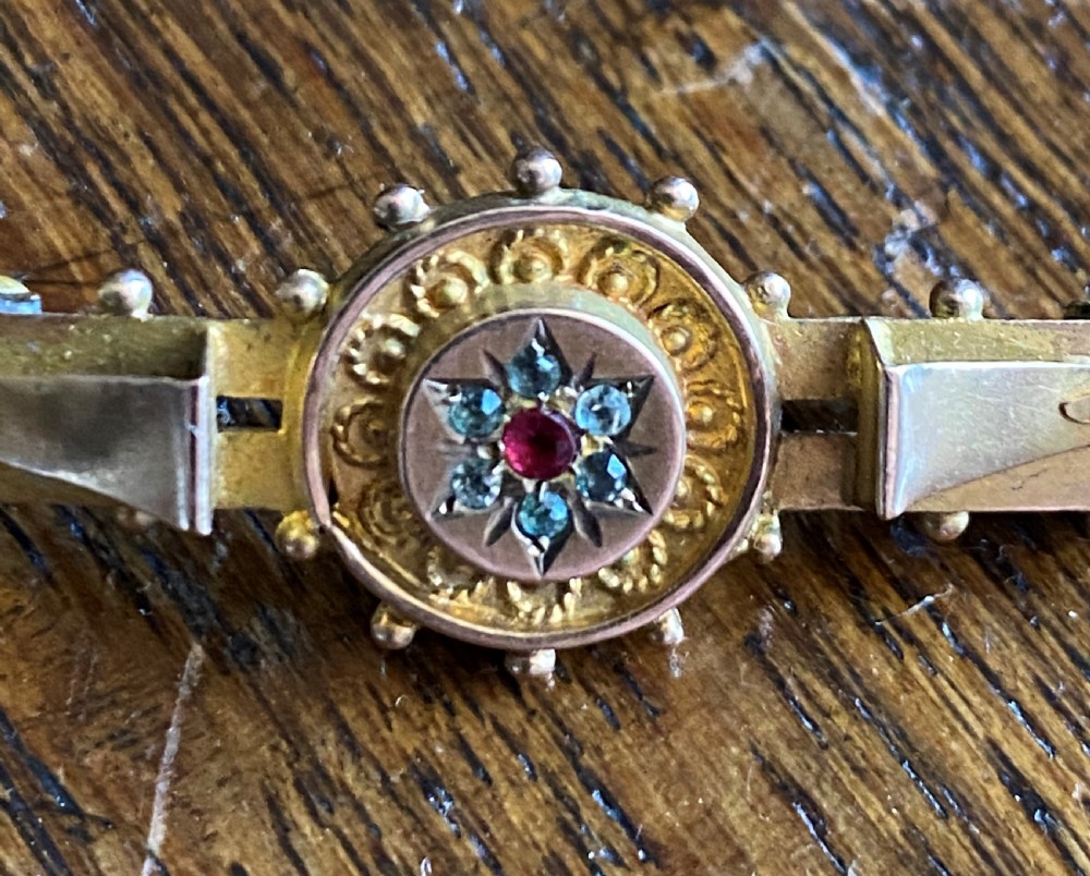 Antique 9ct Gold Mourning Brooch With Precious Stones & Hair  View VI