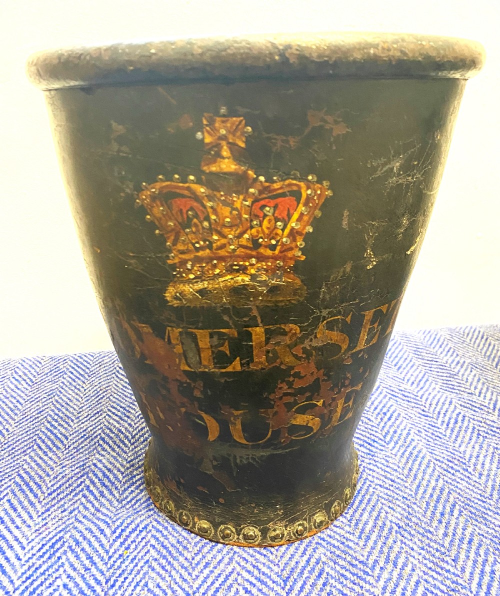Rare & Charming Pair Of Somerset House Leather Buckets View II