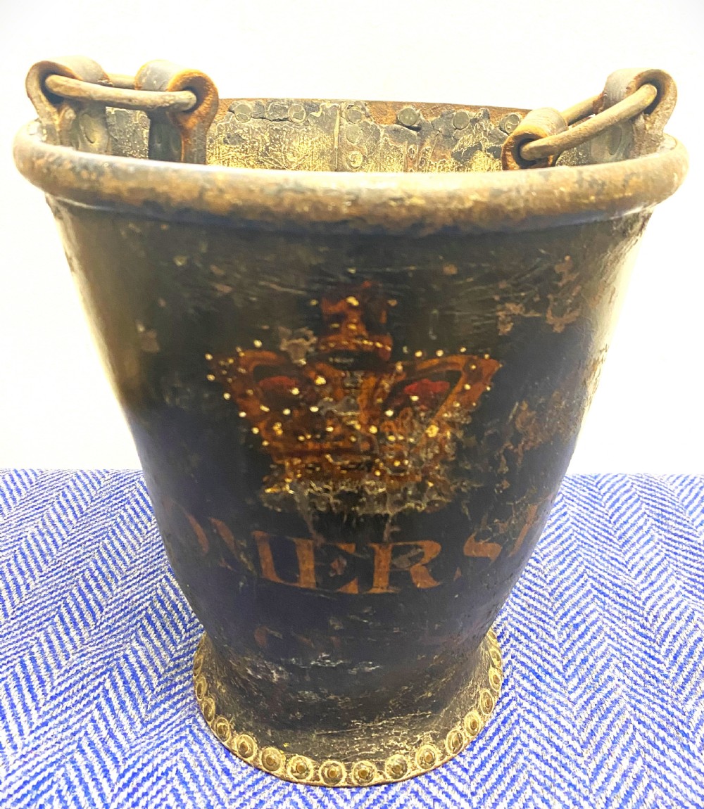 Rare & Charming Pair Of Somerset House Leather Buckets View V