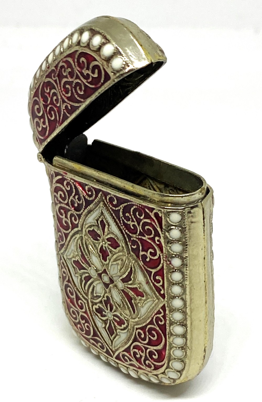 David Andersen Silver Gilt & Red Enamel Vesta Case View III