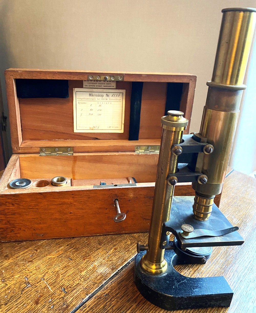 Antique Leitz Microscope In Original Fitted Box