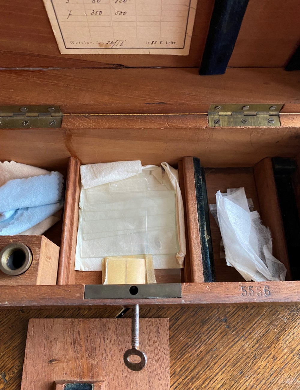 Antique Leitz Microscope In Original Fitted Box View V