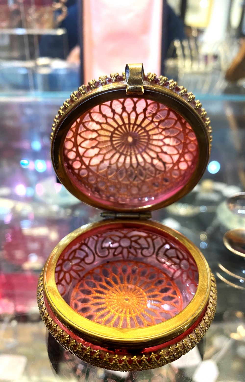 French Ormolu & Cranberry Glass Perfume Set View V