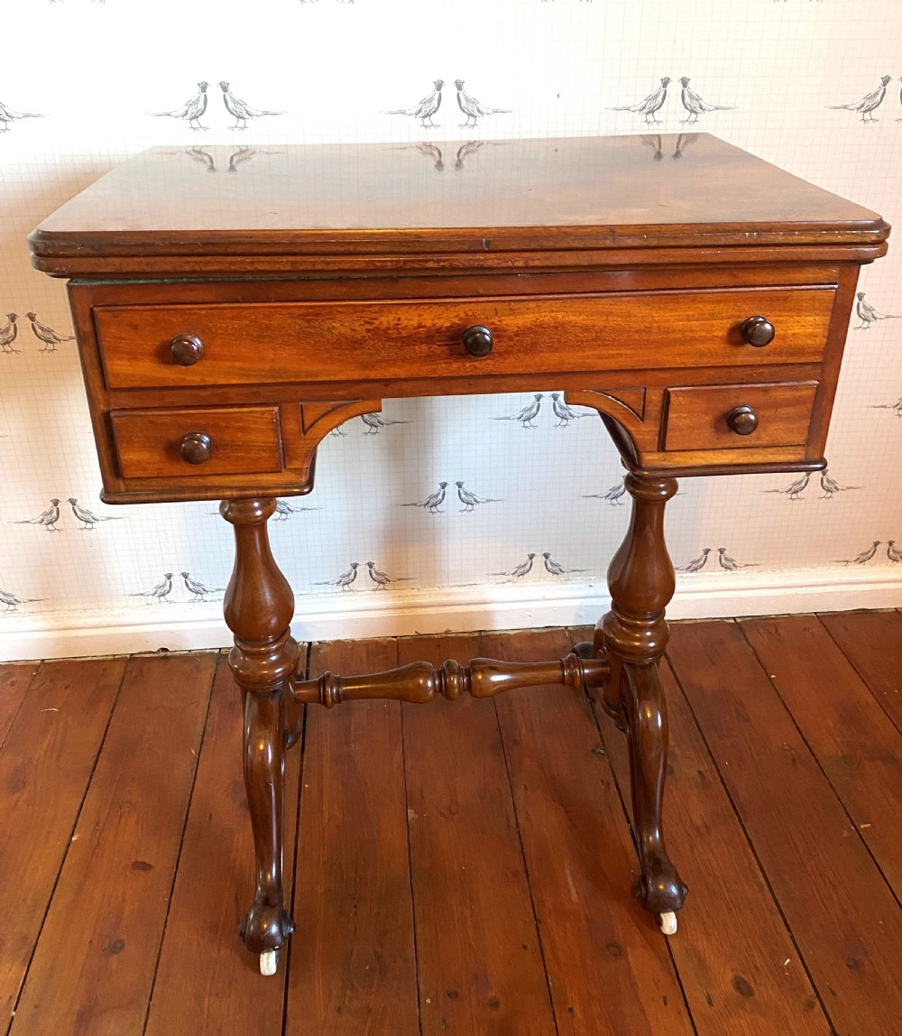 Swivel Top Card Table With Drawers View II