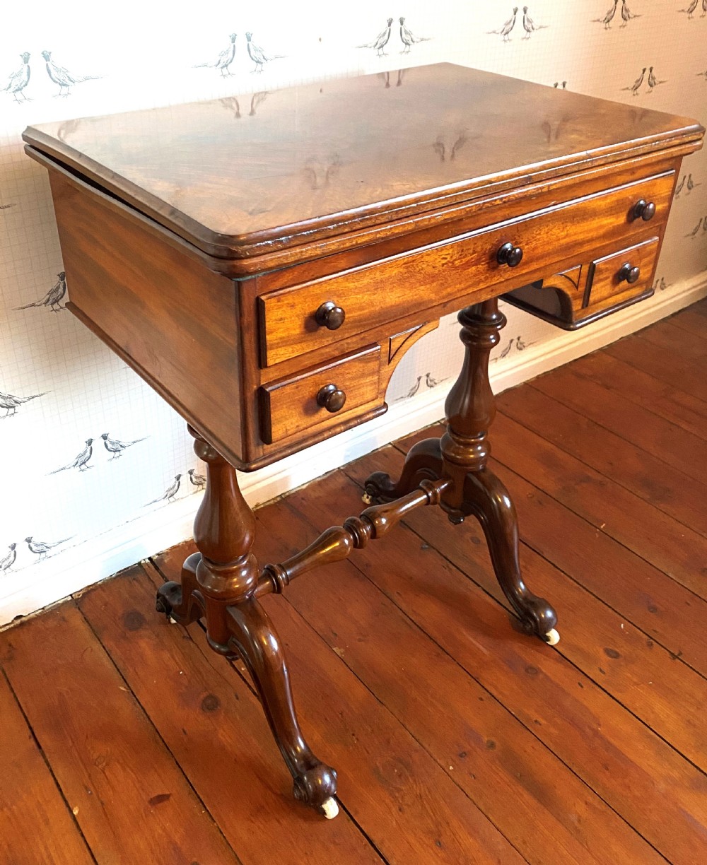 Swivel Top Card Table With Drawers View III