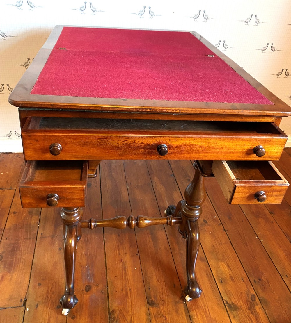 Swivel Top Card Table With Drawers View VII