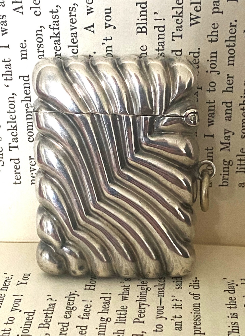 Solid Silver Wyvern Fluted Vesta Case View II