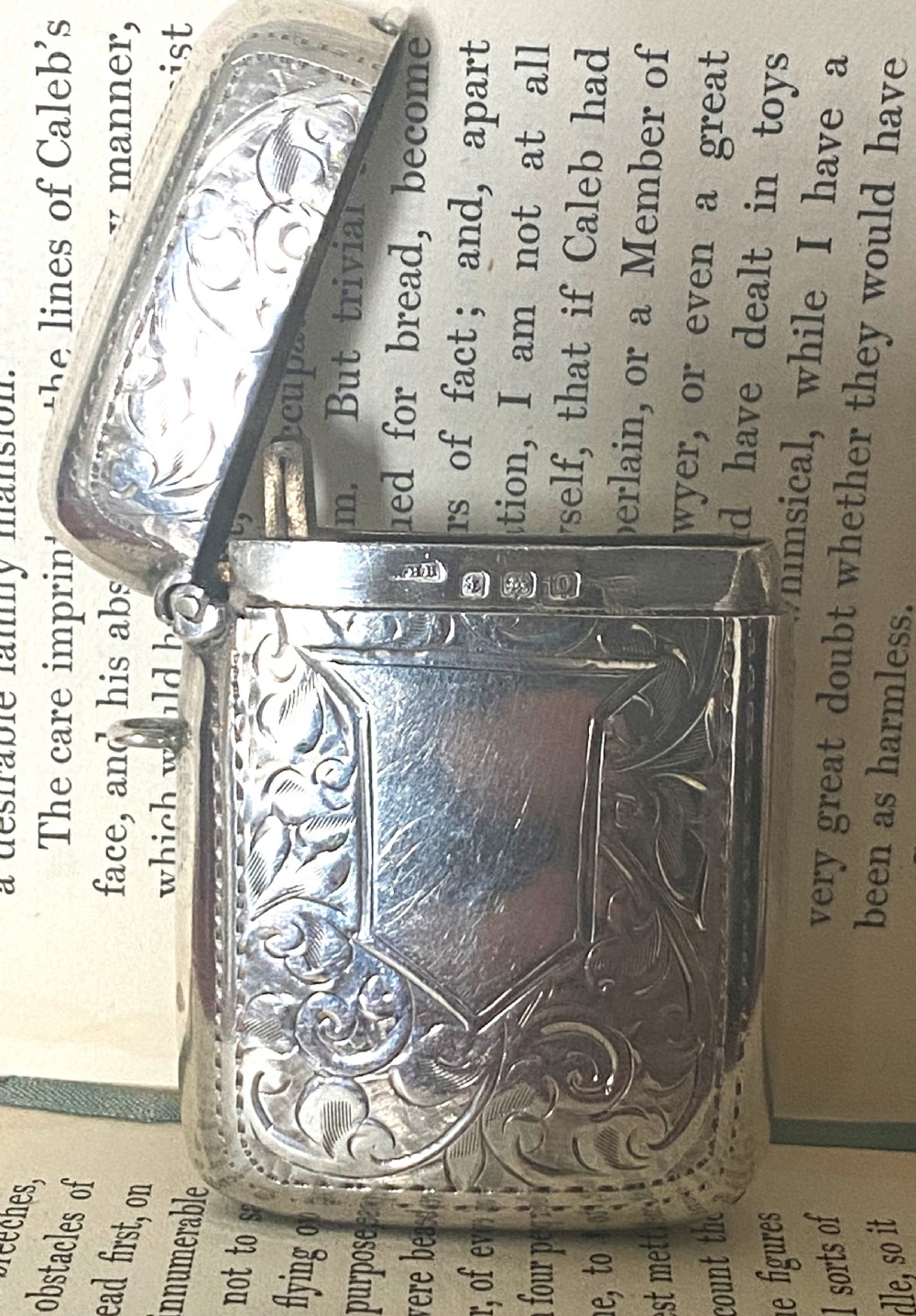 Large Heavy Antique Silver Vesta Case View III