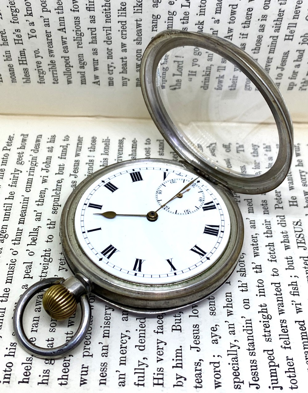 Antique Silver Open Face Pocket Watch View V