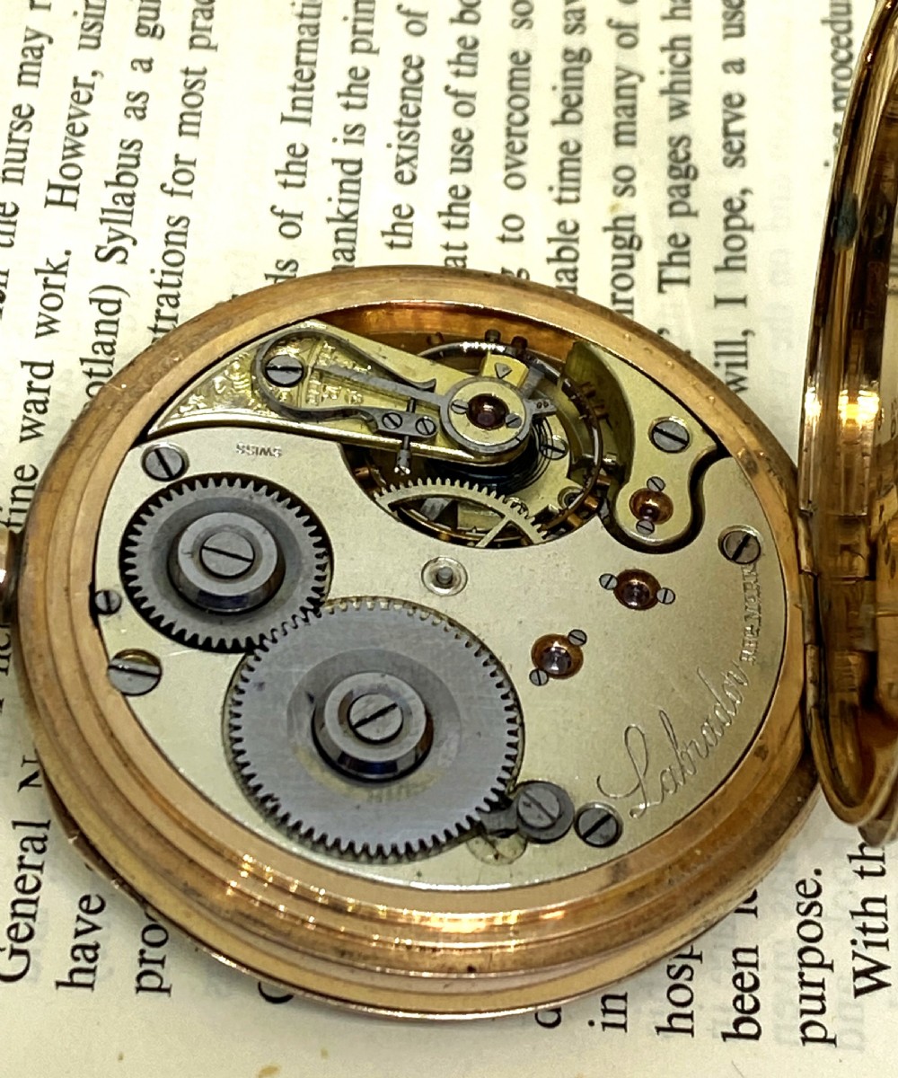 Louis Brandt & Frere Labrador Omega Open Face Pocket Watch View V