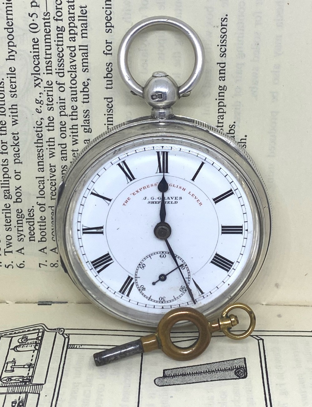 Antique Chester Silver J G Graves Open Face Pocket Watch