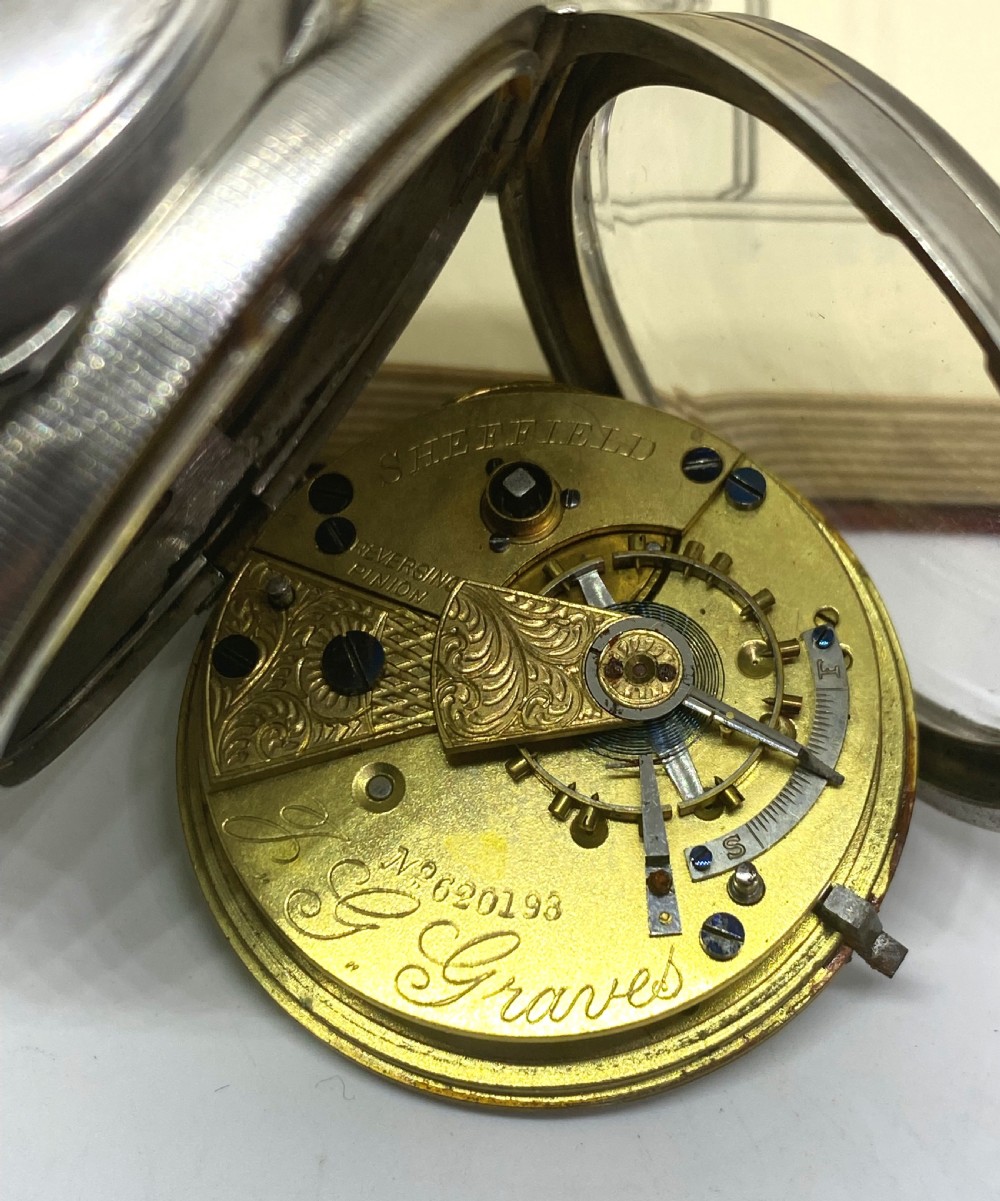 Antique Chester Silver J G Graves Open Face Pocket Watch View VII