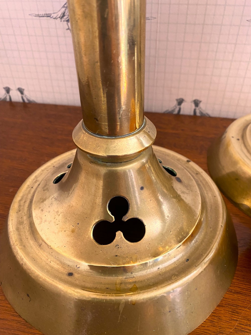 Large Pair Of Neo-Gothic Brass Pricket Sticks View V