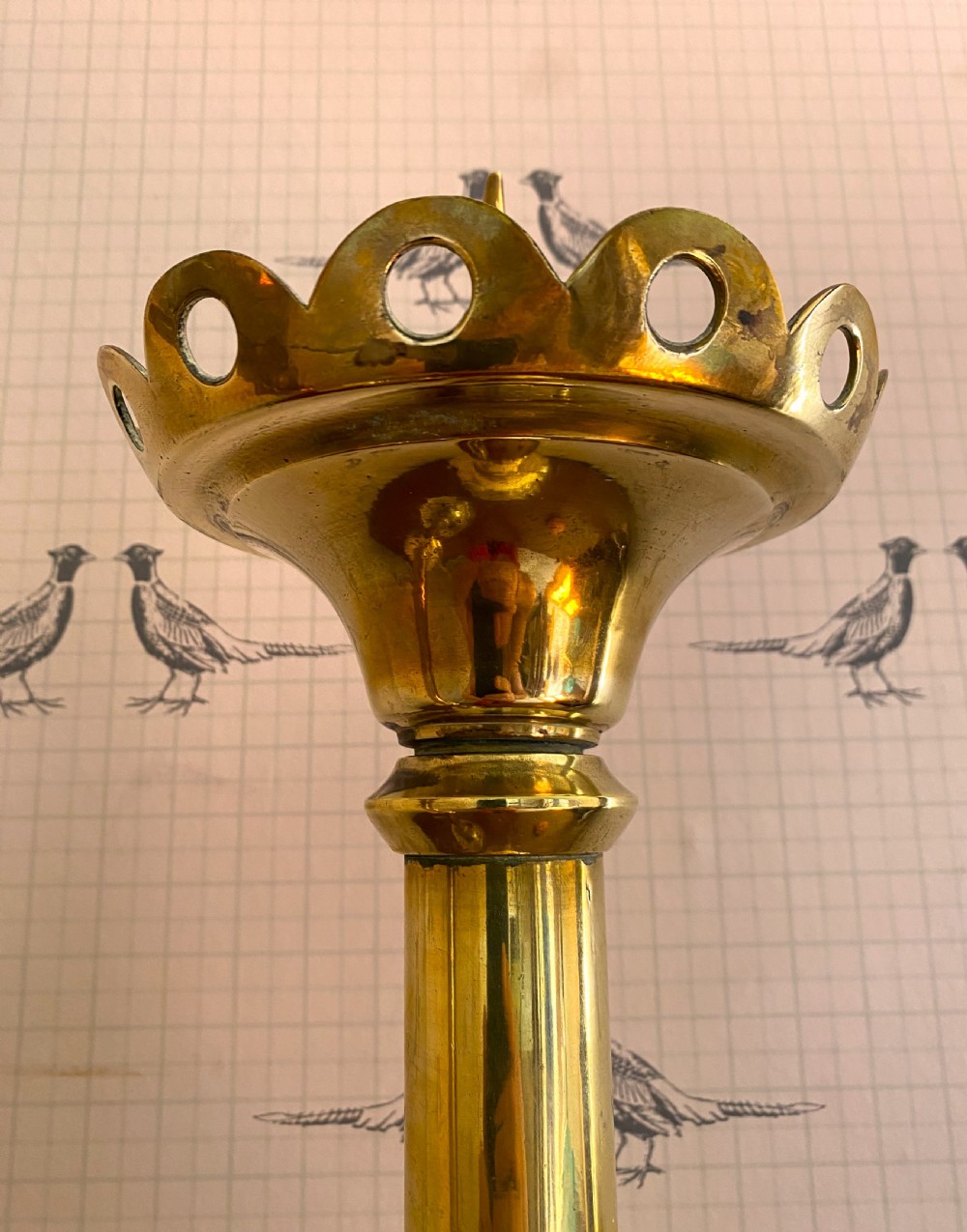 Large Pair Of Neo-Gothic Brass Pricket Sticks View VI