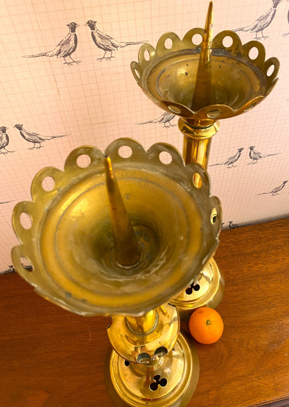 Large Pair Of Neo-Gothic Brass Pricket Sticks View VIII