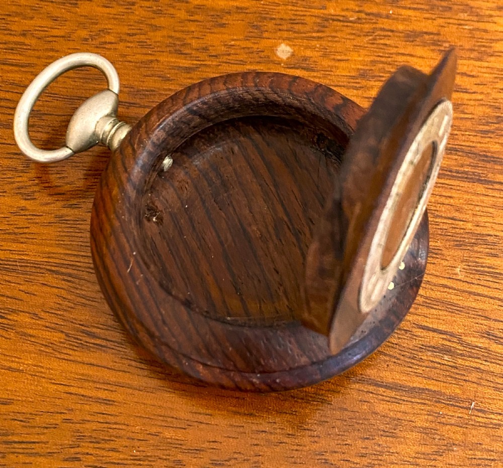 Rare Treen Pocket Watch Snuff Box View III