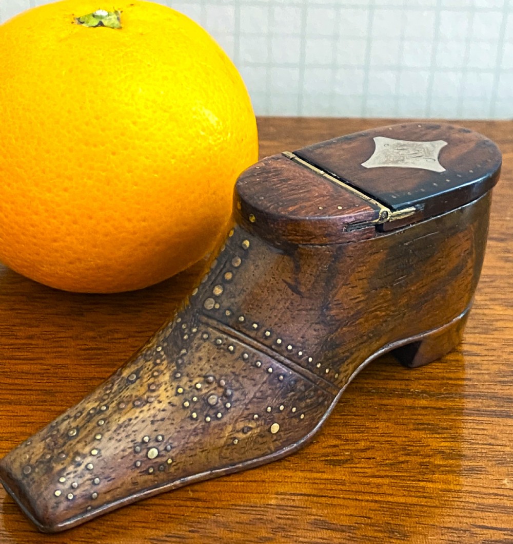 Fabulous 19th C Treen Shoe Snuff Box