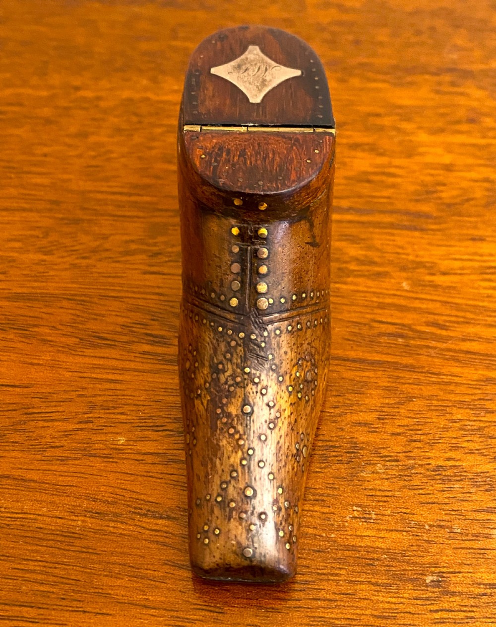 Fabulous 19th C Treen Shoe Snuff Box View III