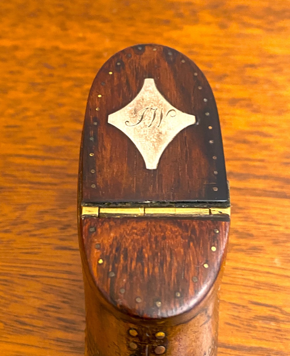 Fabulous 19th C Treen Shoe Snuff Box View IV