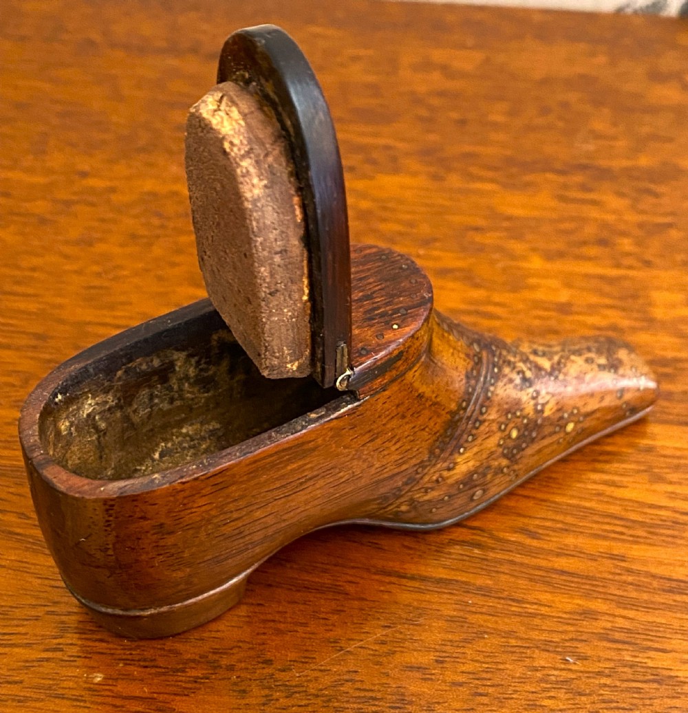 Fabulous 19th C Treen Shoe Snuff Box View V
