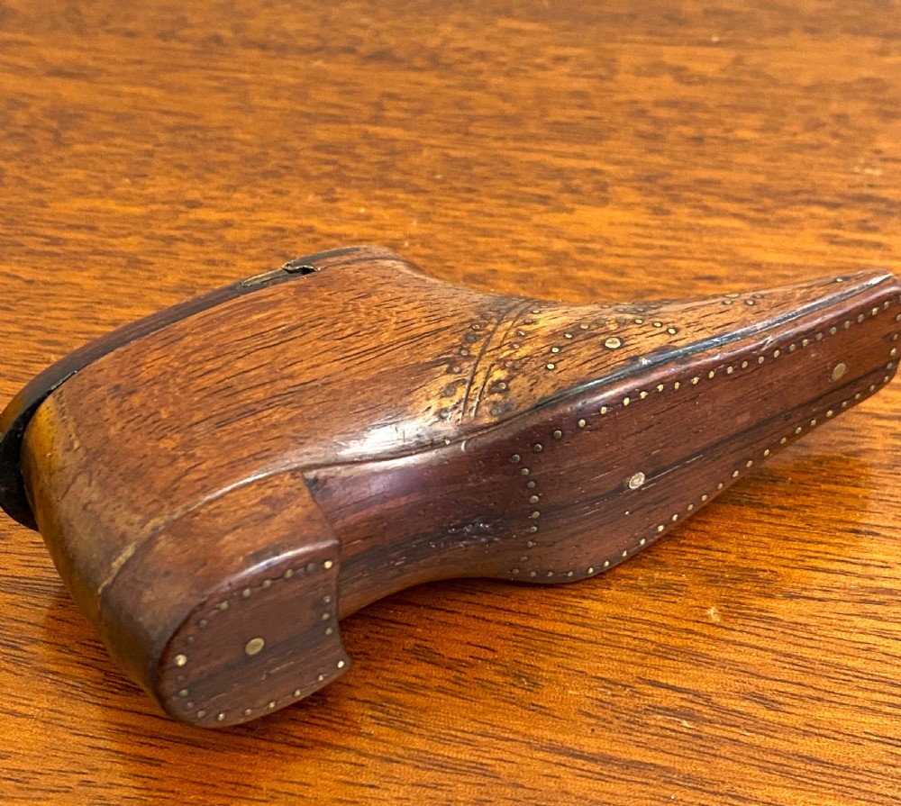 Fabulous 19th C Treen Shoe Snuff Box View VI