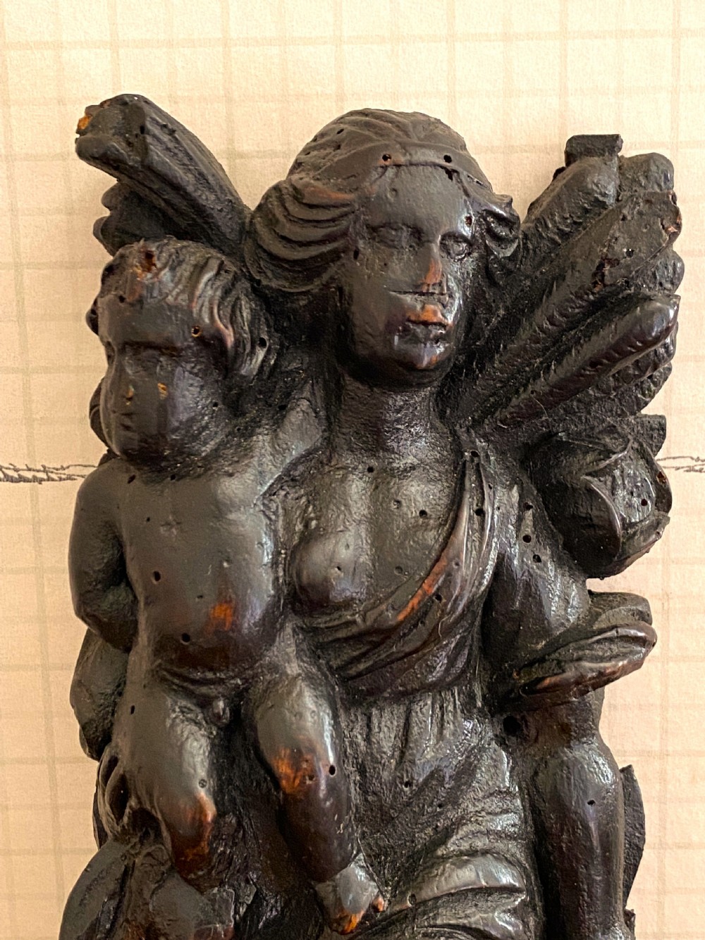 17th Century  Carved Applique Figure Of Charity c1680 View II