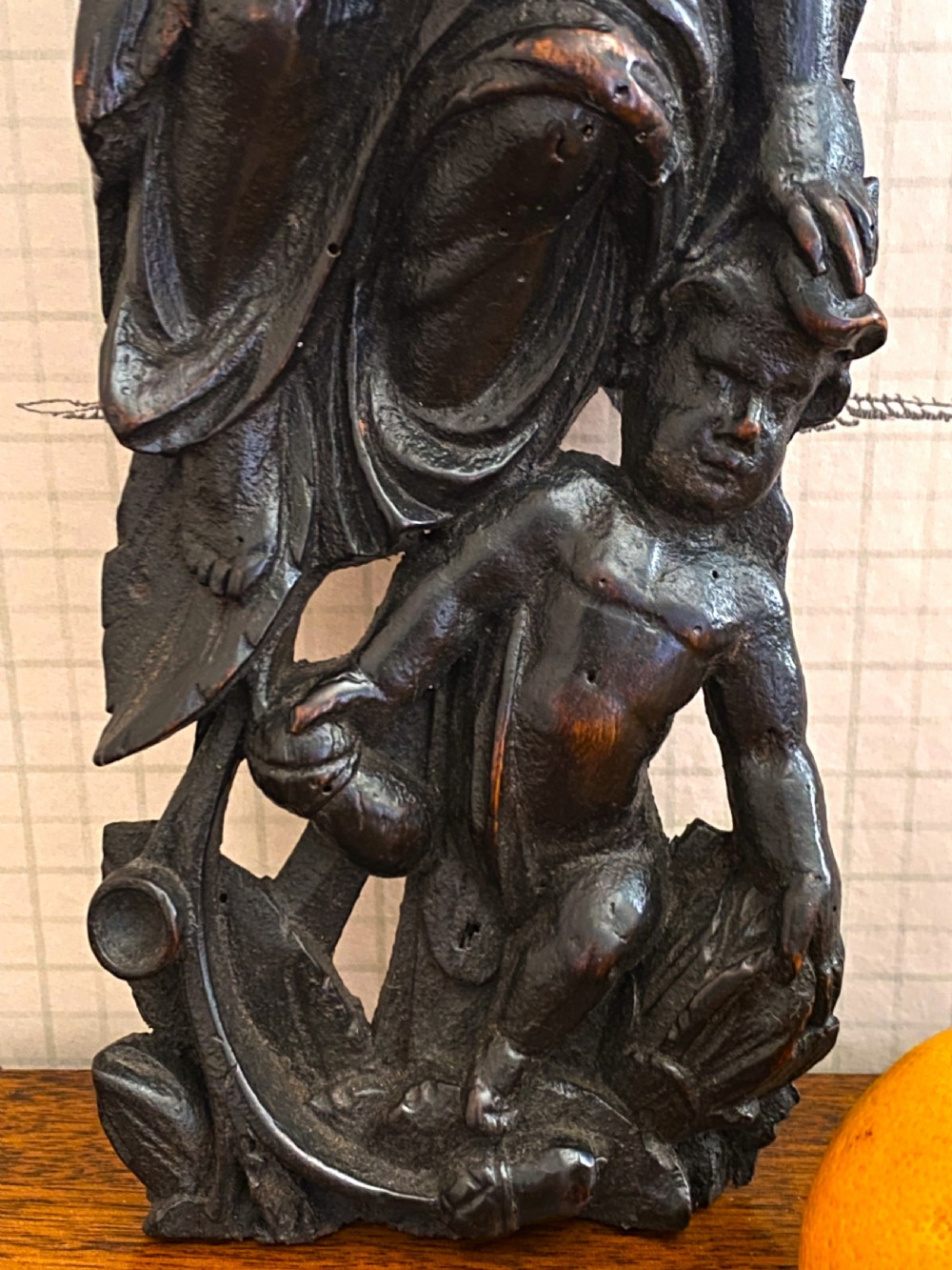 17th Century  Carved Applique Figure Of Charity c1680 View III