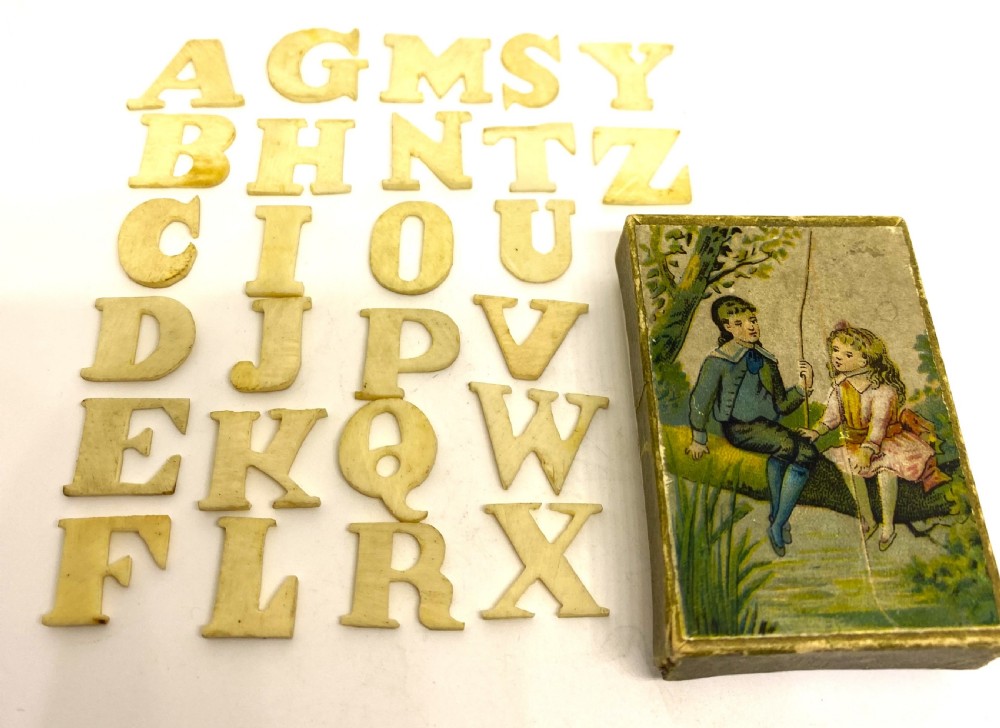 Rare Miniature Bone Carved Full Alphabet