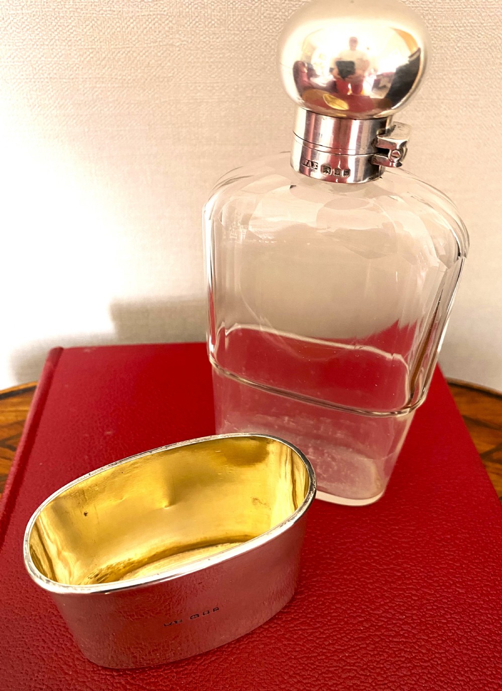 Antique Silver & Glass Hip Flask William Amaziah Ellwick View III
