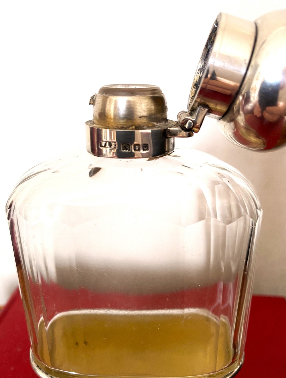 Antique Silver & Glass Hip Flask William Amaziah Ellwick View VI
