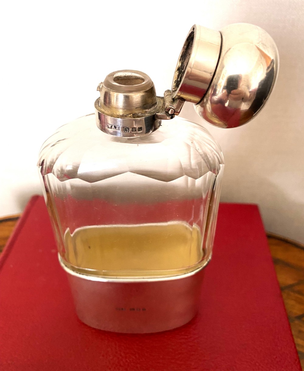 Antique Silver & Glass Hip Flask William Amaziah Ellwick View VII