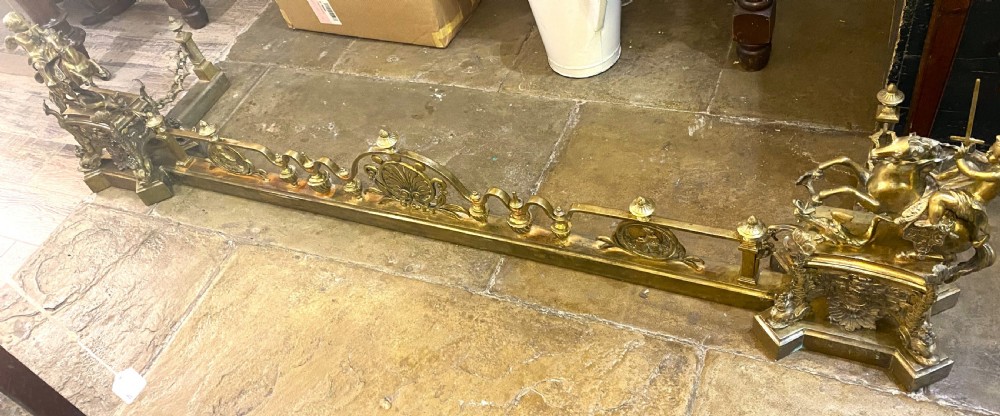 Huge Ornate Victorian Brass Fender