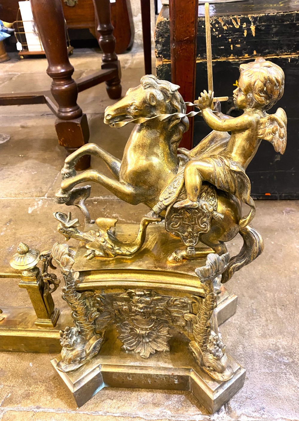 Huge Ornate Victorian Brass Fender View II
