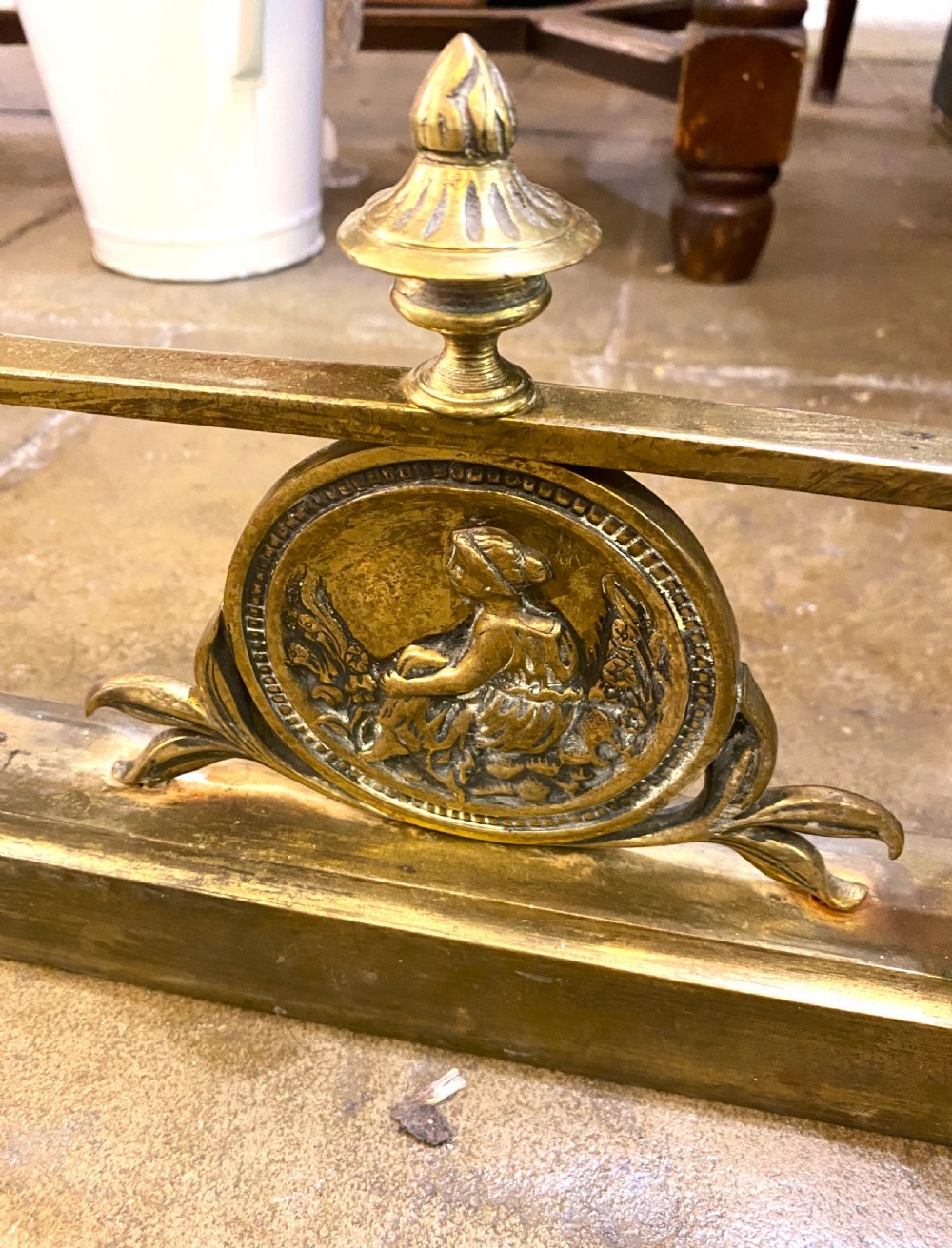 Huge Ornate Victorian Brass Fender View III