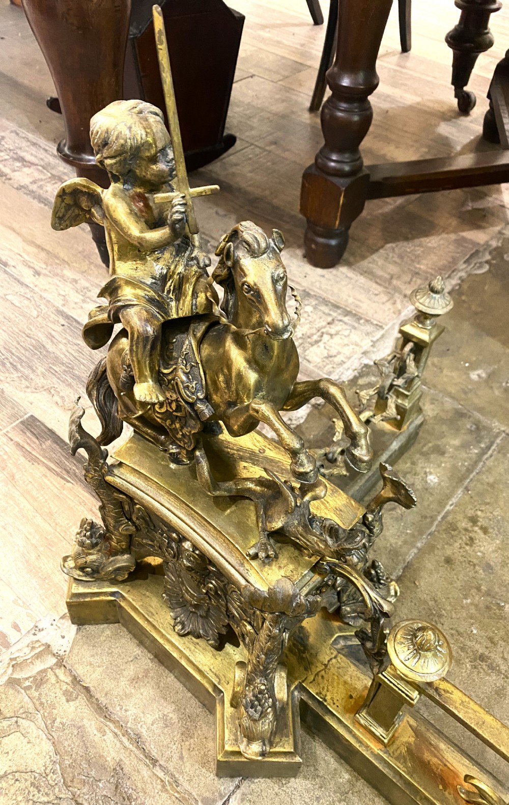 Huge Ornate Victorian Brass Fender View V
