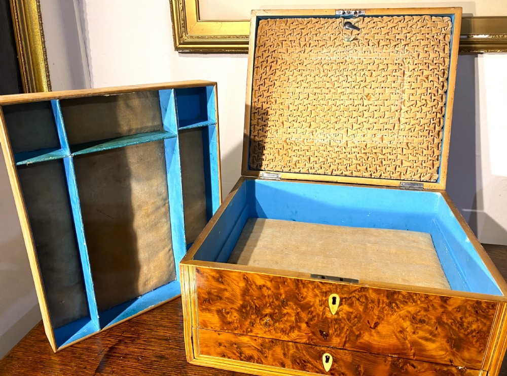 Georgian Burr Yew Wood Sewing & Writing Box c1790 View VI