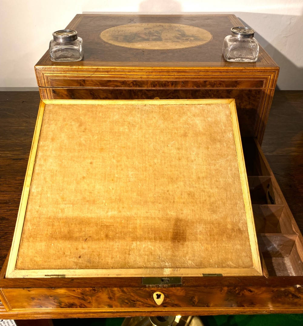 Georgian Burr Yew Wood Sewing & Writing Box c1790 View VIII