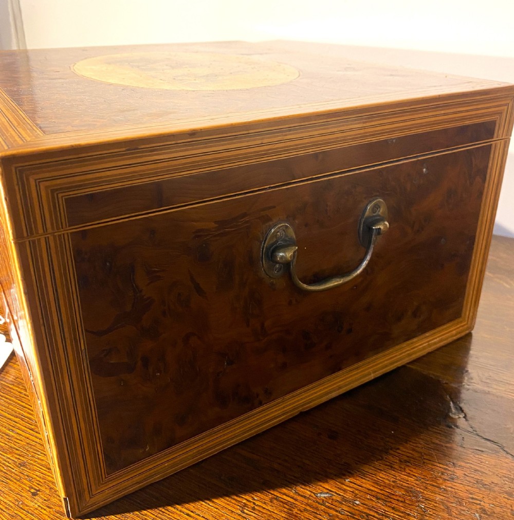 Georgian Burr Yew Wood Sewing & Writing Box c1790 View XI