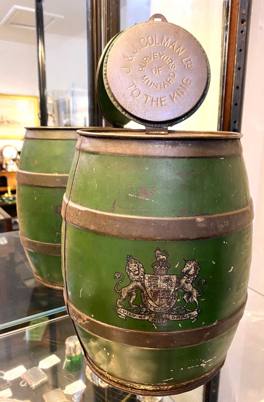 Rare Toleware Colman's Mustard Shop Display Barrel